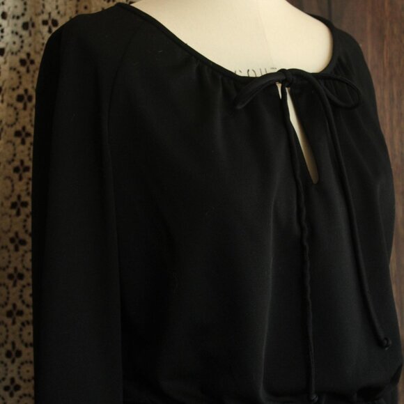 Vintage 1970s Blouse, R&K Black Peasant Top, Cottage Core, Folk Style - Picture 7 of 10